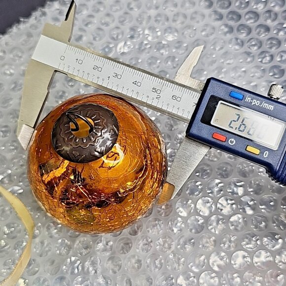 Crackle Glass Pair Christmas Ornaments 2pcs Blue And Gold - Picture 4 of 11